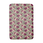 Girly Goud Roze Bloemen Luipaard Print Badmat (Voorkant Verticaal)