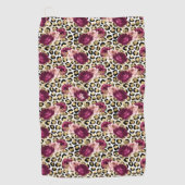 Girly Goud Roze Bloemen Luipaard Print Golfhanddoek (Voorkant)
