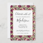 Girly Goud Roze Bloemen Luipaard Print Kaart (Voorkant)