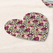 Girly Goud Roze Bloemen Luipaard Print Kartonnen Onderzetters (Gekanteld)