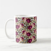 Girly Goud Roze Bloemen Luipaard Print Koffiemok (Links)