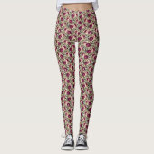 Girly Goud Roze Bloemen Luipaard Print Leggings (Voorkant)
