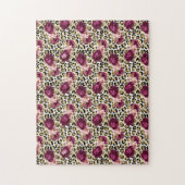 Girly Goud Roze Bloemen Luipaard Print Legpuzzel (Verticaal)