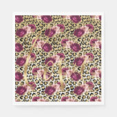 Girly Goud Roze Bloemen Luipaard Print Liefde Servet (Voorkant)