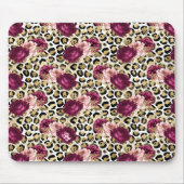 Girly Goud Roze Bloemen Luipaard Print Muismat (Voorkant)