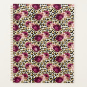 Girly Goud Roze Bloemen Luipaard Print Planner (Voorkant)