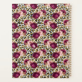 Girly Goud Roze Bloemen Luipaard Print Planner (Achterkant)