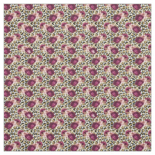Girly Goud Roze Bloemen Luipaard Print Stof