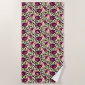 Girly Goud Roze Bloemen Luipaard Print Strandlaken (Voorkant)