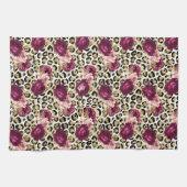 Girly Goud Roze Bloemen Luipaard Print Theedoek (Horizontaal)