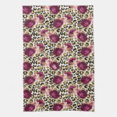 Girly Goud Roze Bloemen Luipaard Print Theedoek (Verticaal)