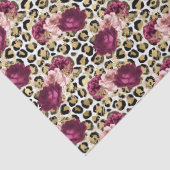 Girly Goud Roze Bloemen Luipaard Print Tissuepapier (Detail)