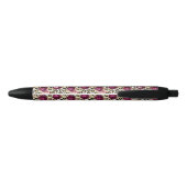 Girly Goud Roze Bloemen Luipaard Print Zwarte Inkt Pen (Achterkant)