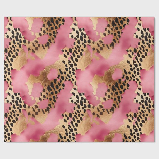 Girly Goud Roze Leopard Cadeaupapier (Vlak)
