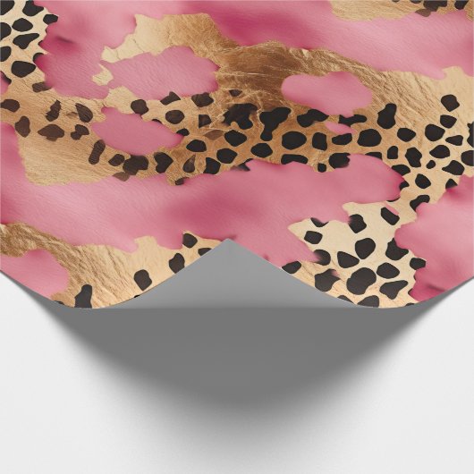 Girly Goud Roze Leopard Cadeaupapier (Hoek)