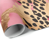 Girly Goud Roze Leopard Cadeaupapier (Rol Hoek)