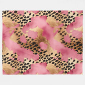 Girly Goud Roze Leopard Fleece Deken (Voorkant (Horizontaal))