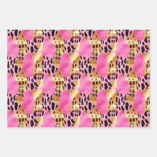 Girly Goud Roze Leopard Inpakpapier Vel (Voorkant 2)