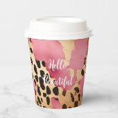 Girly Goud Roze Leopard Papieren Bekers (Voorkant)