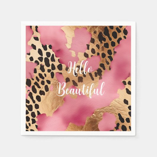 Girly Goud Roze Leopard Servet (Voorkant)