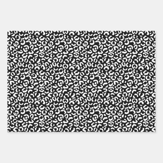 Girly Goud Roze Zwart Wit Luipaard Print Glitter Inpakpapier Vel (Voorkant 3)