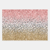 Girly Goud Roze Zwart Wit Luipaard Print Glitter Inpakpapier Vel (Voorkant)
