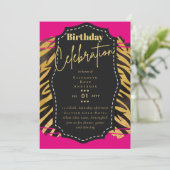 Girly Gouden Glitter Dierenprint Verjaardag ELKE L Kaart (Staand voorkant)