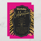 Girly Gouden Glitter Dierenprint Verjaardag ELKE L Kaart (Voorkant / Achterkant)