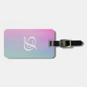 Girly gradient roze eenvoudig initiaal bagagelabel (Voorkant horizontaal)