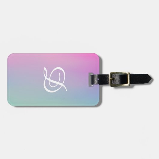 Girly gradient roze eenvoudig initiaal bagagelabel (Voorkant horizontaal)