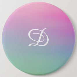 Girly gradient roze eenvoudig initiaal ronde button 6,0 cm