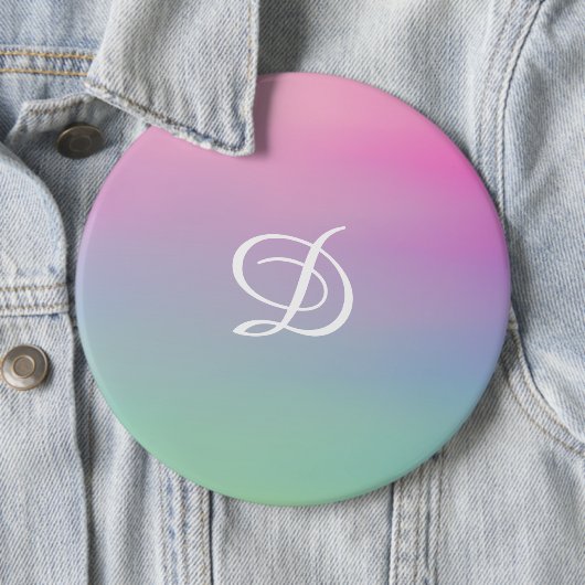Girly gradient roze eenvoudig initiaal ronde button 6,0 cm (In situ)