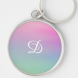 Girly gradient roze eenvoudig initiaal sleutelhanger