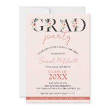 Girly Graduation Party Blush Roze Bloemen