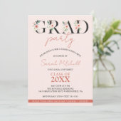 Girly Graduation Party Blush Roze Bloemen Kaart (Staand voorkant)