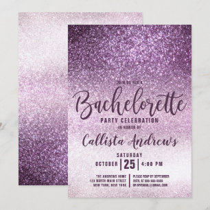 Girly Grape Paarse Triple Glitter Bachelorette Kaart