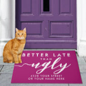 Girly Grappig Beter Laat Magenta Wit Moderne Typo Deurmat