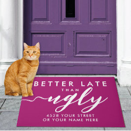 Girly Grappig Beter Laat Magenta Wit Moderne Typo Deurmat