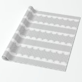 Girly Gray and White Polka Dot Lace Pattern Cadeaupapier (Uitgerold)