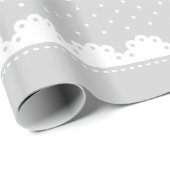 Girly Gray and White Polka Dot Lace Pattern Cadeaupapier (Rol Hoek)