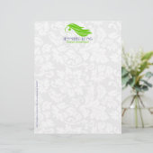 Girly Green and White Damasys Beauty/Cosmetology 2 Briefhoofd (Staand voorkant)