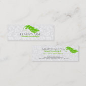 Girly Green and White Damasys Beauty/Cosmetology 2 Mini Visitekaartje (Voorkant / Achterkant)