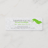 Girly Green and White Damasys Beauty/Cosmetology 2 Mini Visitekaartje (Achterkant)