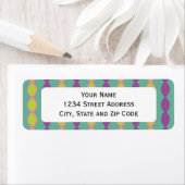 Girly Green en Paars Retro 70's Pattern Etiket (Insitu)