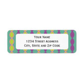 Girly Green en Paars Retro 70's Pattern Etiket (Voorkant)