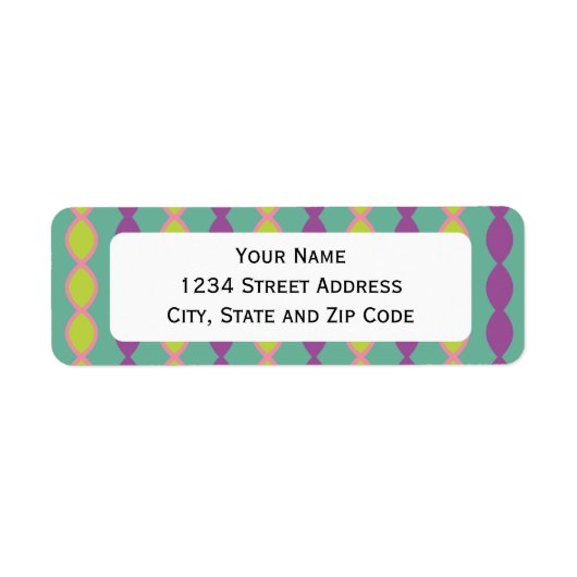 Girly Green en Paars Retro 70's Pattern Etiket (Voorkant)