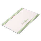 Girly Green Gingham Monogram met naam Notitieblok (Schuin)