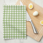 Girly Green Gingham Monogram met naam Theedoek (Quarter Fold)