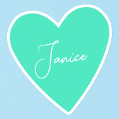 Girly Green Heart Sticker met naam