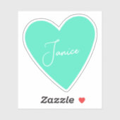 Girly Green Heart Sticker met naam (Vel)